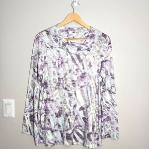 WEEKENDS BY CHICO'S Soft Long Sleeve Purple White Size 1 Blouse Sweeter